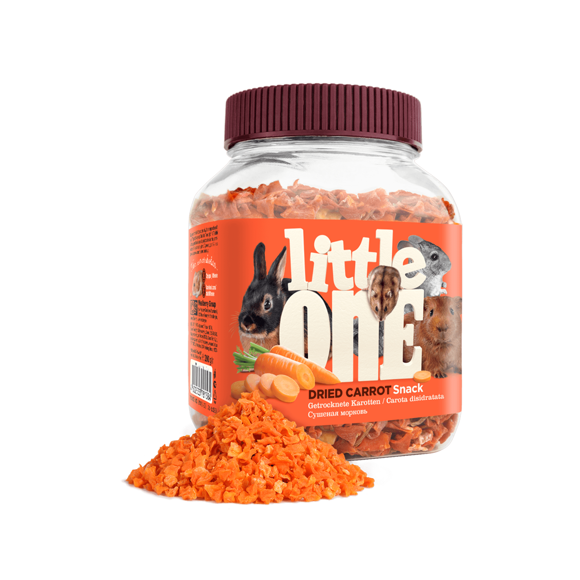 LITTLE ONE Лакомство для грызунов Сушеная морковь банка 200г