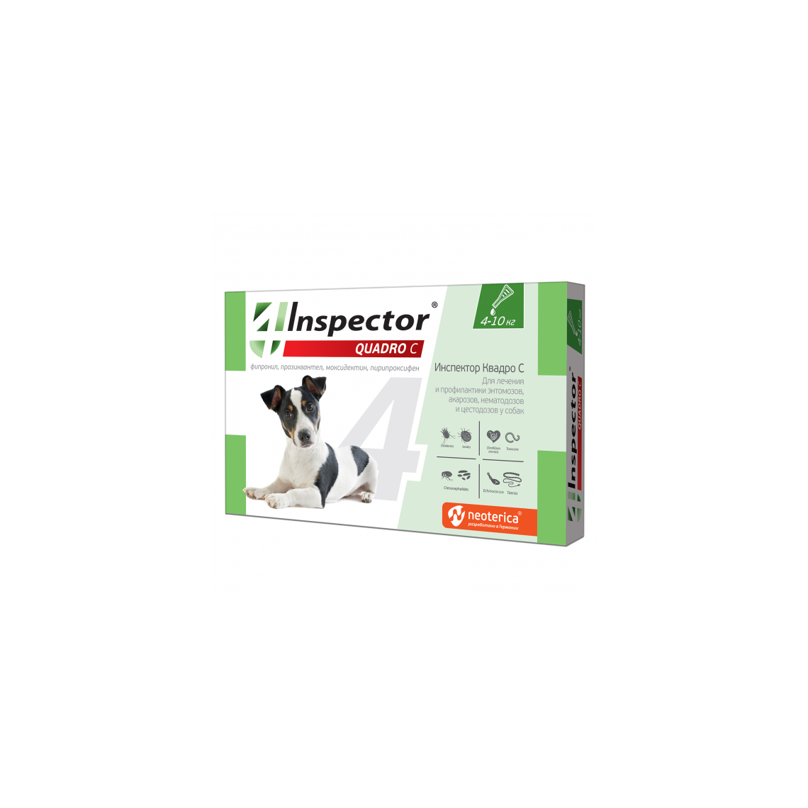 Инспектор Квадро С для собак 4-10 кг, капли на холку