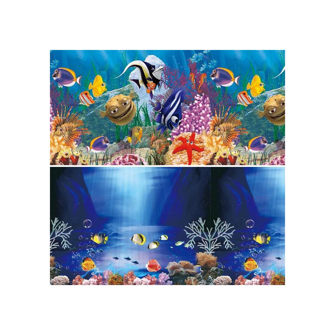 Фон двухсторонний 0,3*15м Синяя сказка/Океанский риф (9081/9093)