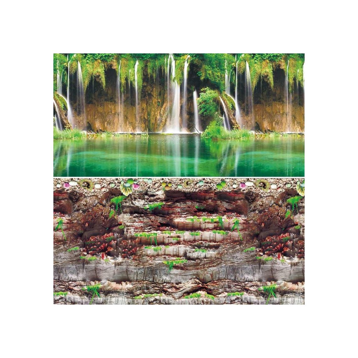 Фон 0,6*15м Скалистая стена/Водопад на Амазонке (9035/9083)