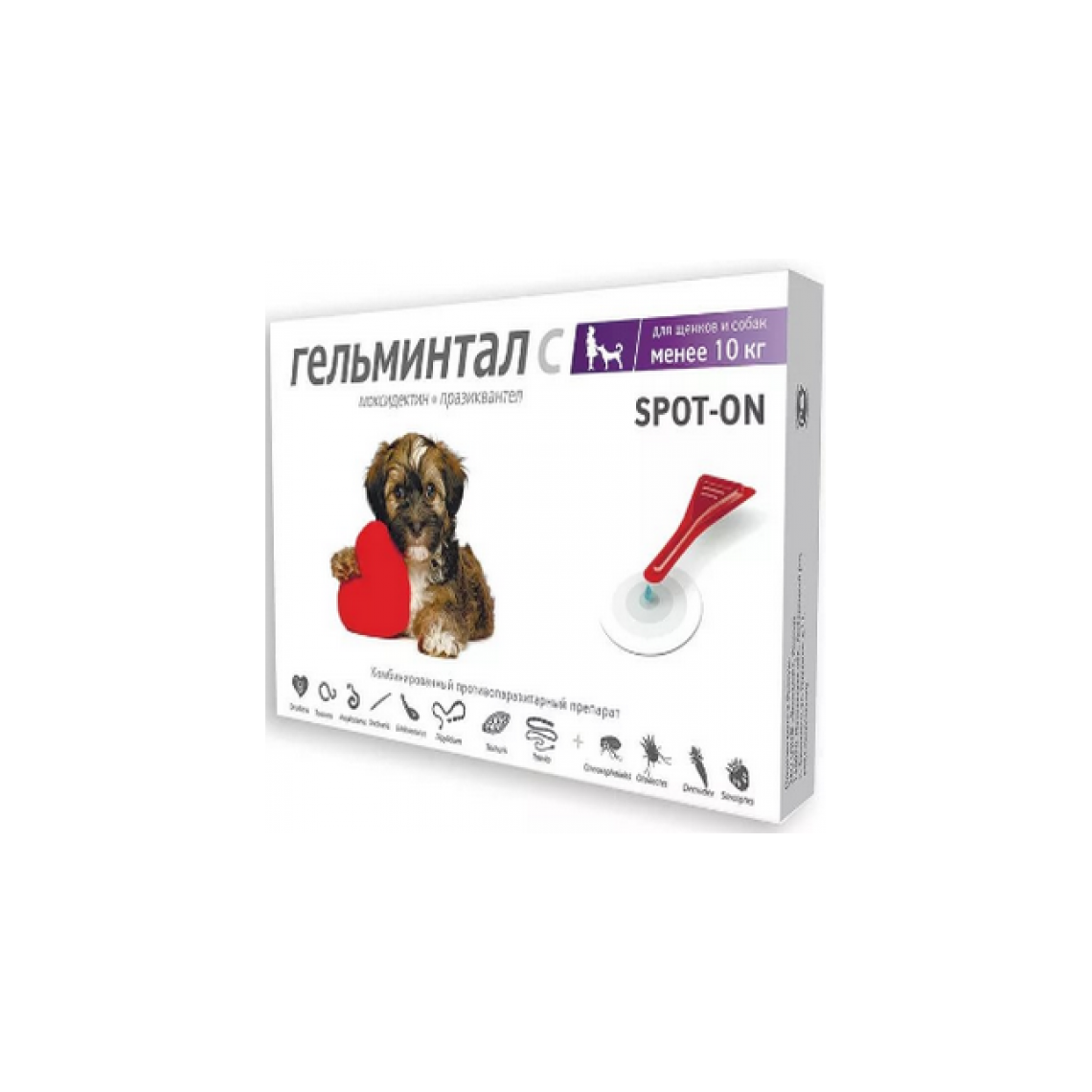 Гельминтал С СПОТ-ОН для щенков и собак до 10 кг, капли на холку, 0,5 мл