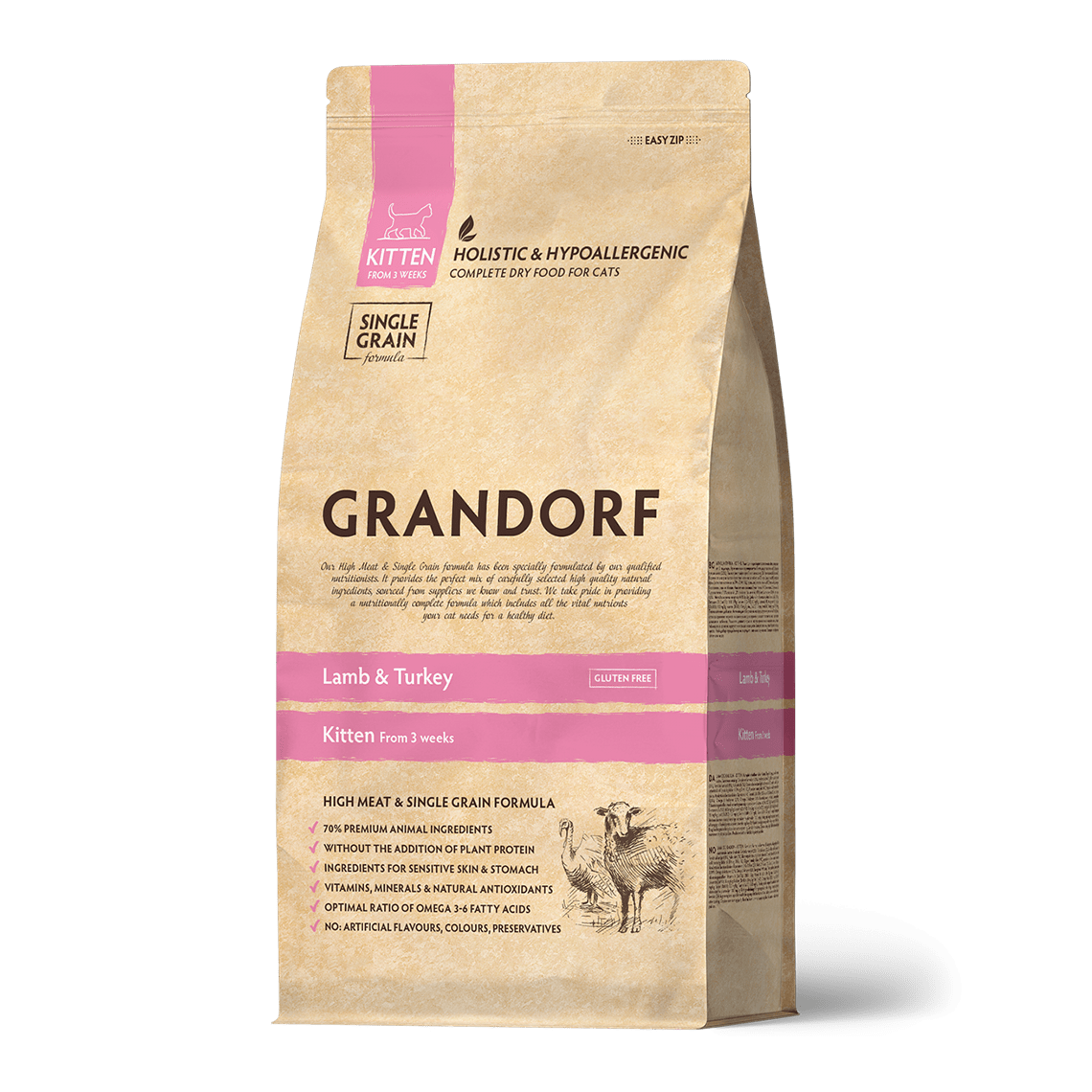 GRANDORF CAT Kitten для котят  Ягнёнок с индейкой  2 кг