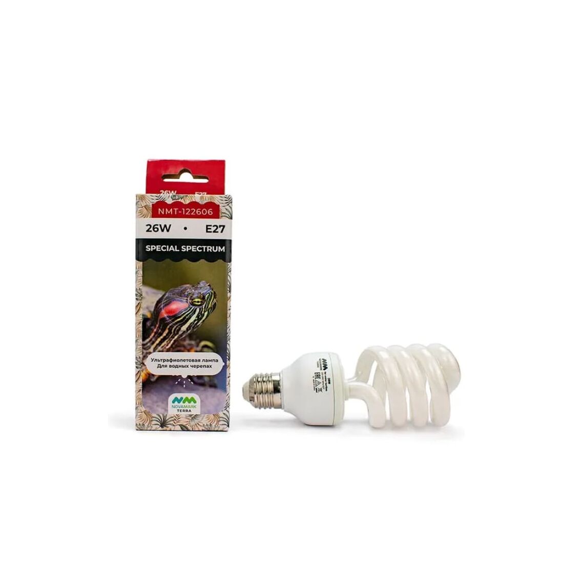 Лампа УФ Для водных черепах  26 Вт Е27 NOVAMARK TERRA
