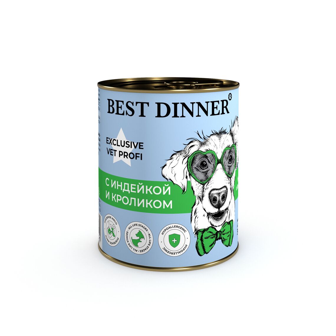 Best Dinner Exclusive Vet Profi Hypoallergenic консервы для собак с индейкой и кроликом 340 гр