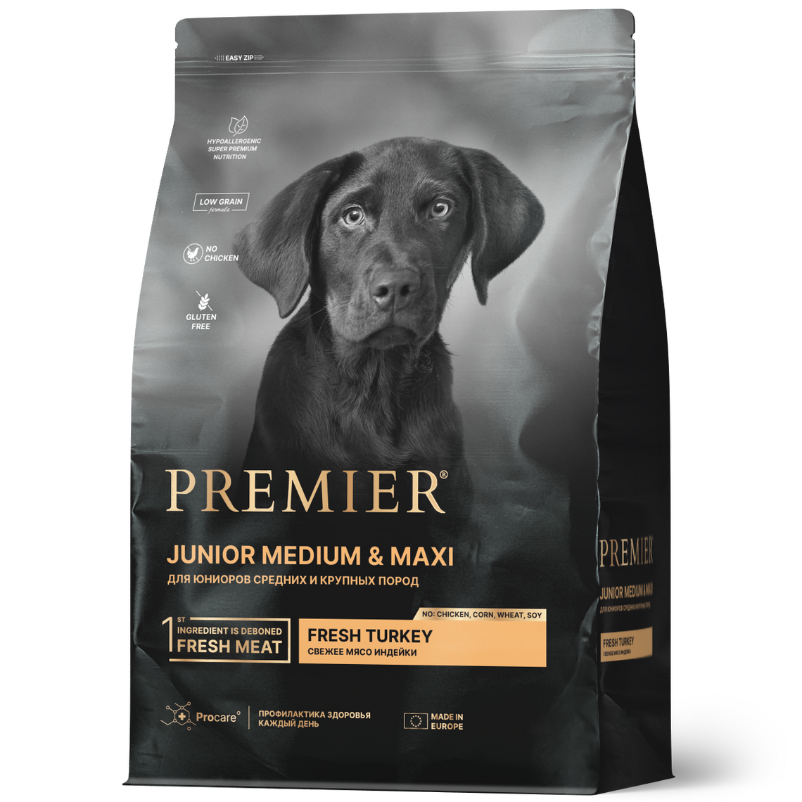 PREMIER DOG Junior Medium&Maxi для юниоров Свежее мясо индейки 1 кг