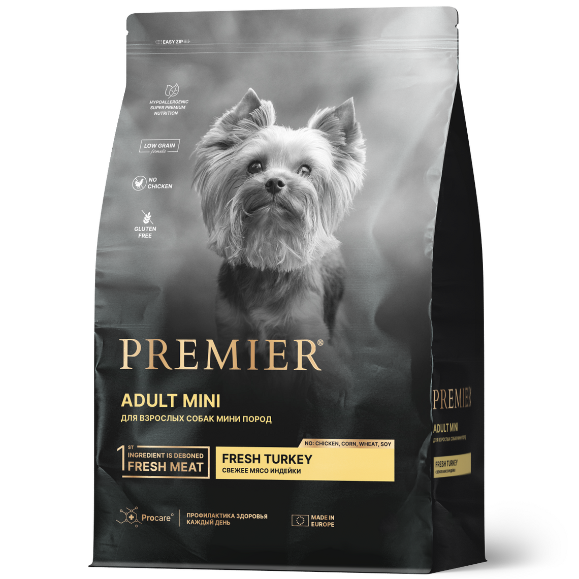 PREMIER DOG Adult Mini для собак мелких пород Свежее мясо индейки 1 кг