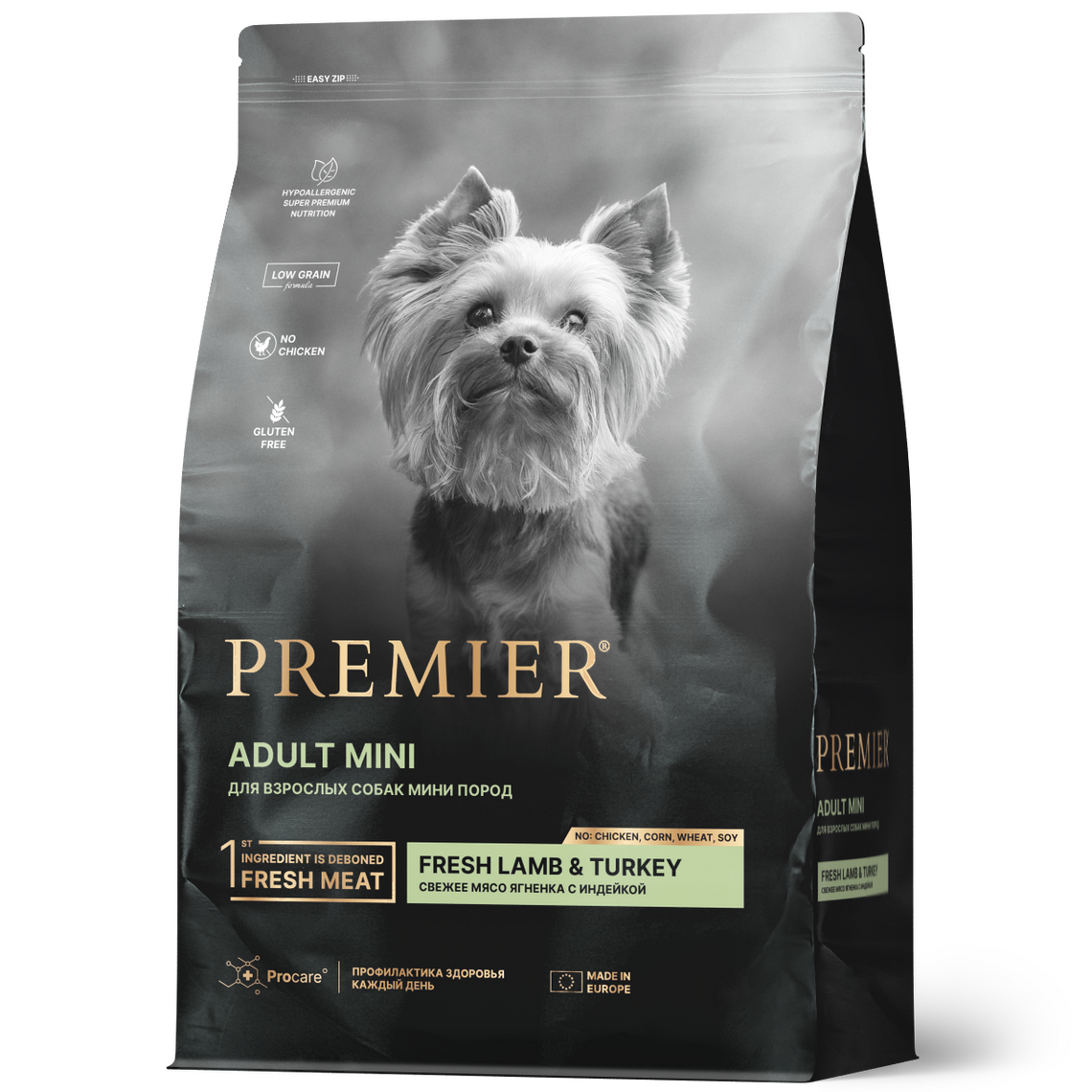 PREMIER DOG Adult Mini для собак мелких пород Свежее мясо ягненка с индейкой 1 кг