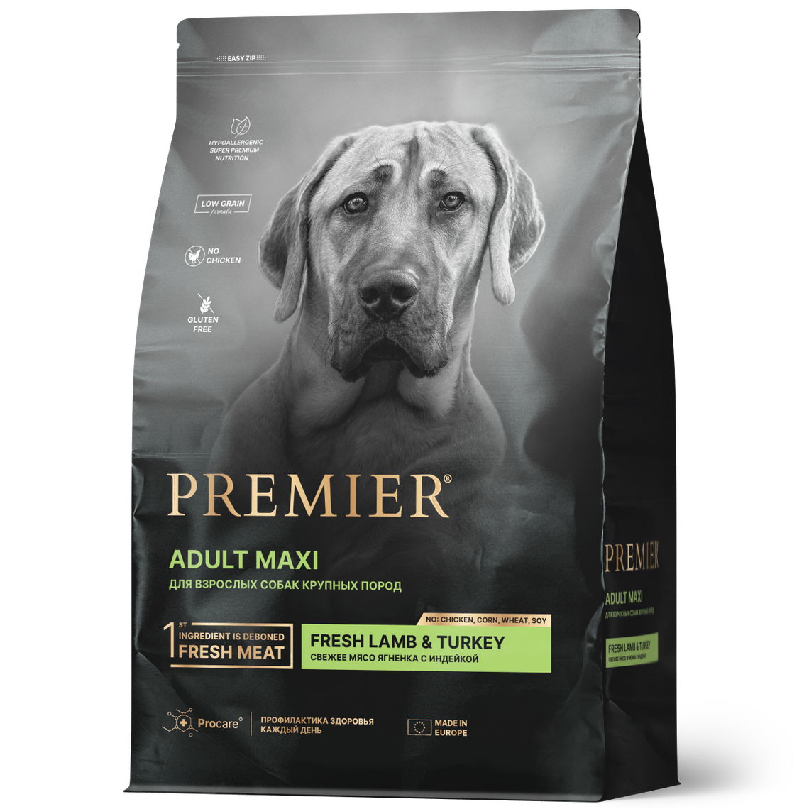 PREMIER DOG Adult Maxi для собак крупных пород Свежее мясо ягненка с индейкой 10 кг