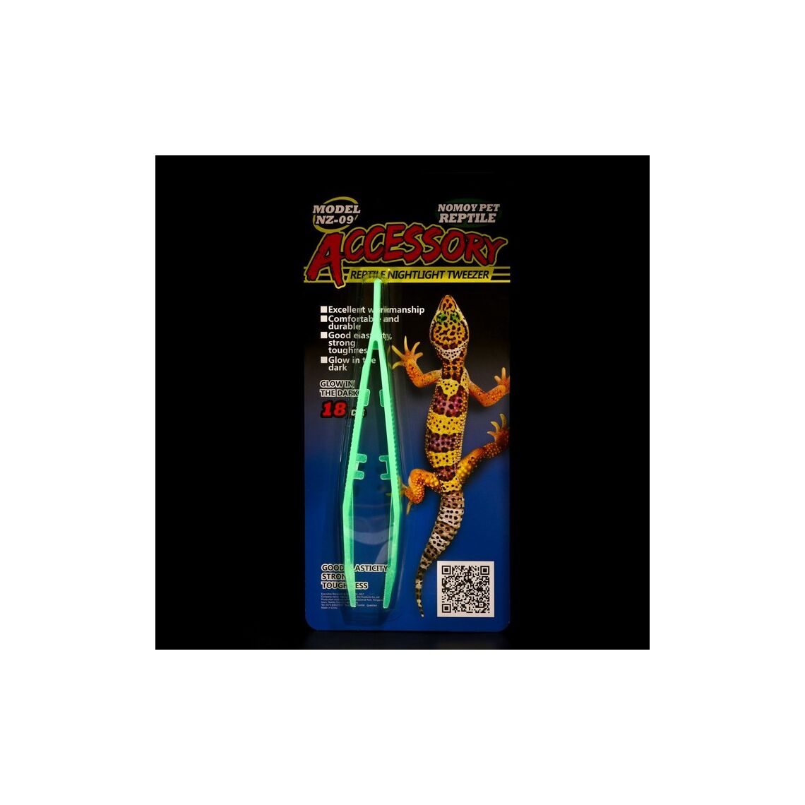 NomoyPet Пинцет для террариума святящийся в темноте, 18 см