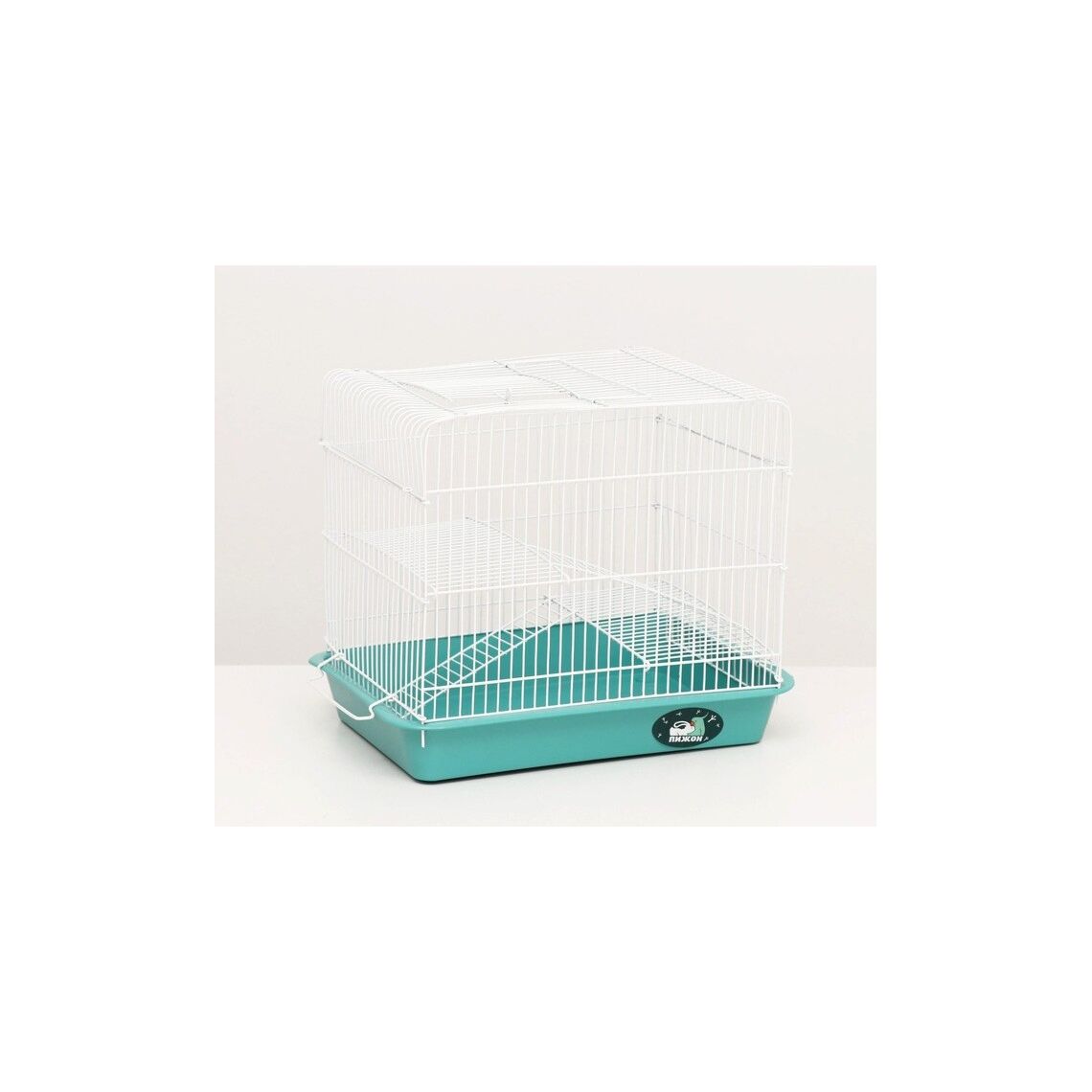 ПИЖОН Клетка для грызунов №3Б, с 2-я этажами, без наполнения, 33 х 24 х 28 см, бирюзовая