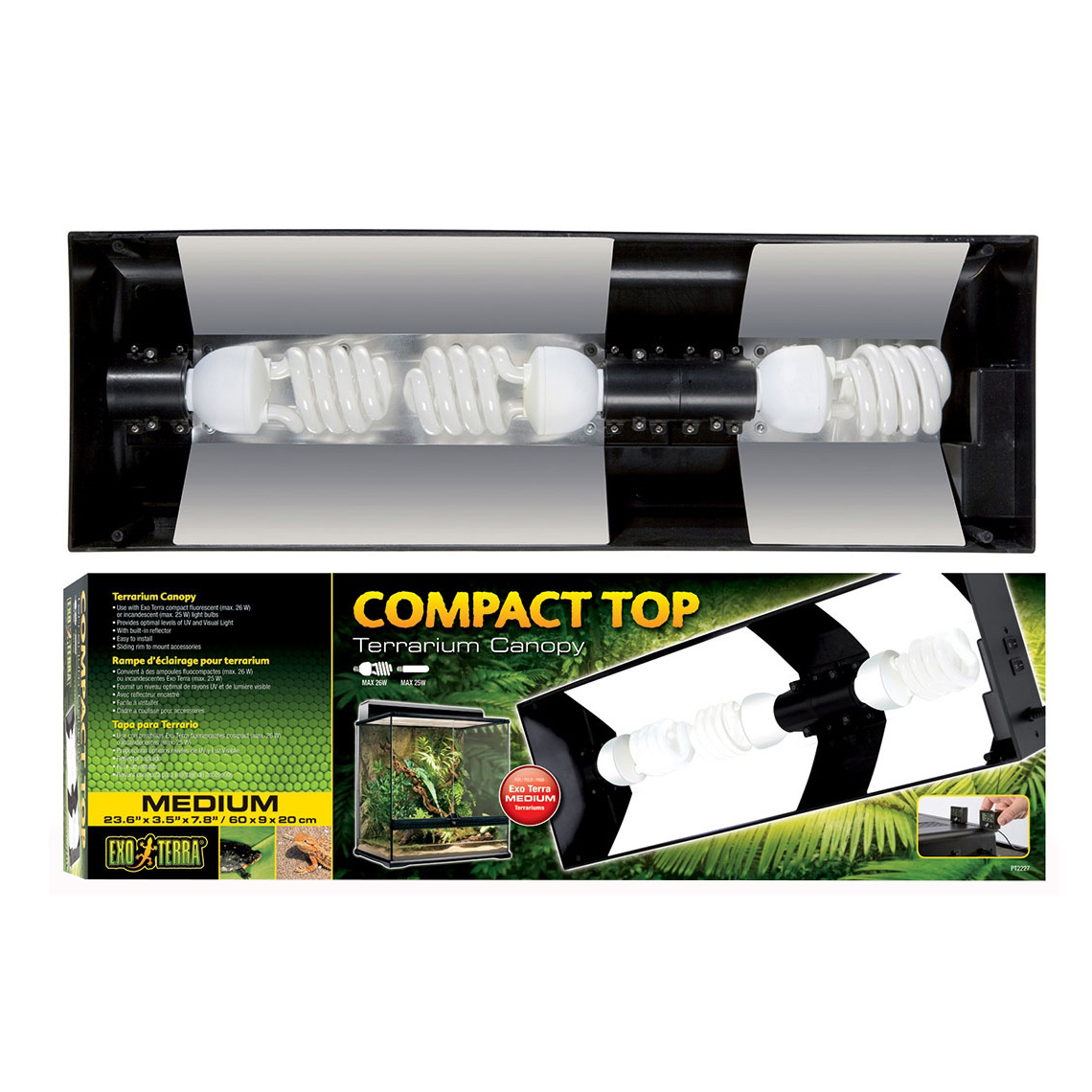 Exo Terra светильник Compact Top для террариумов, 60x9x20 см