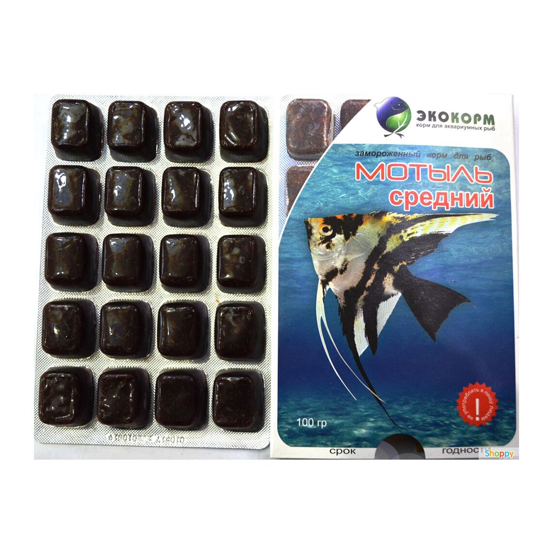ЭКОКОРМ Мотыль средний замороженный блистер 100мл