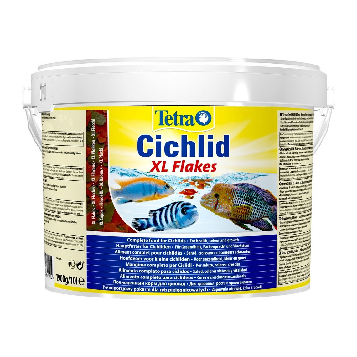 TETRA Cichlid XL Flakes крупные хлопья для всех видов цихловых и других крупных рыб 10 л (ведро)