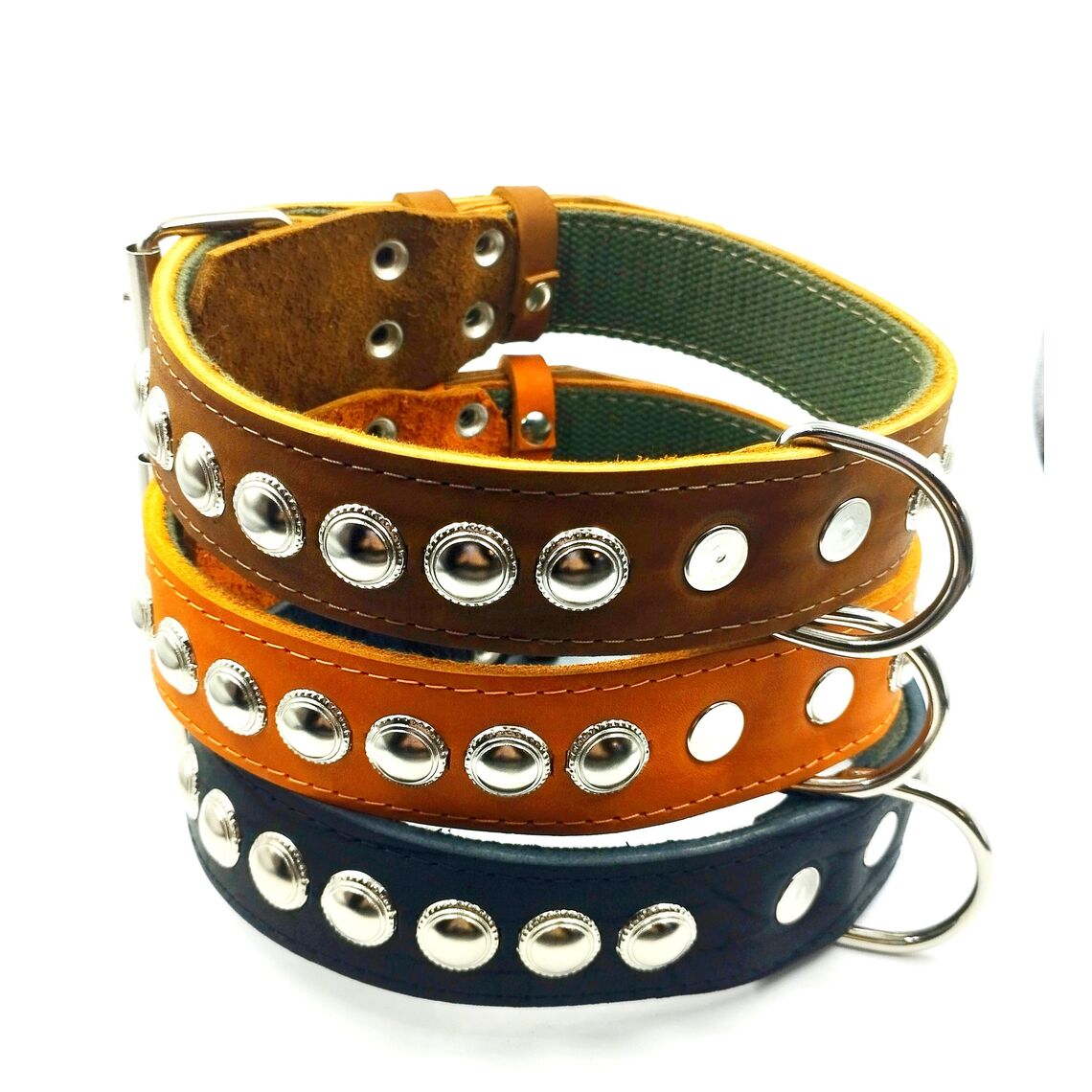 Ошейник 35 (2) кожа брезент украшение