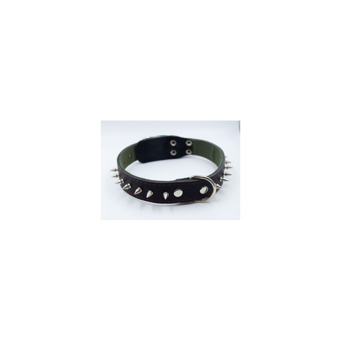 Ошейник 35 (2) кожа брезент шипы