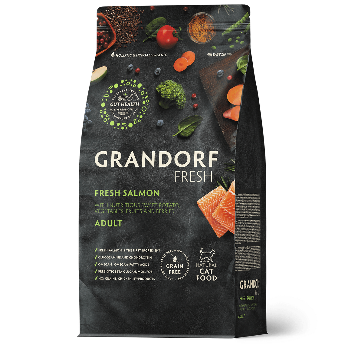 GRANDORF Fresh CAT Adult свежее филе лосося с бататом 400 г