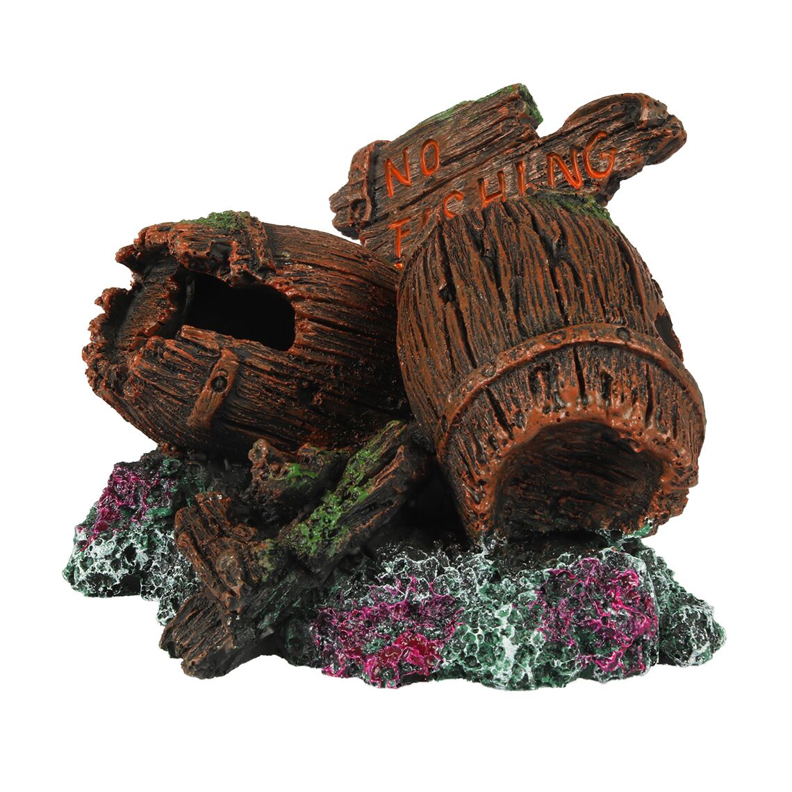 AQUA DELLA Декорация для аквариума "Две бочки No fishing", 13.5x11x11см