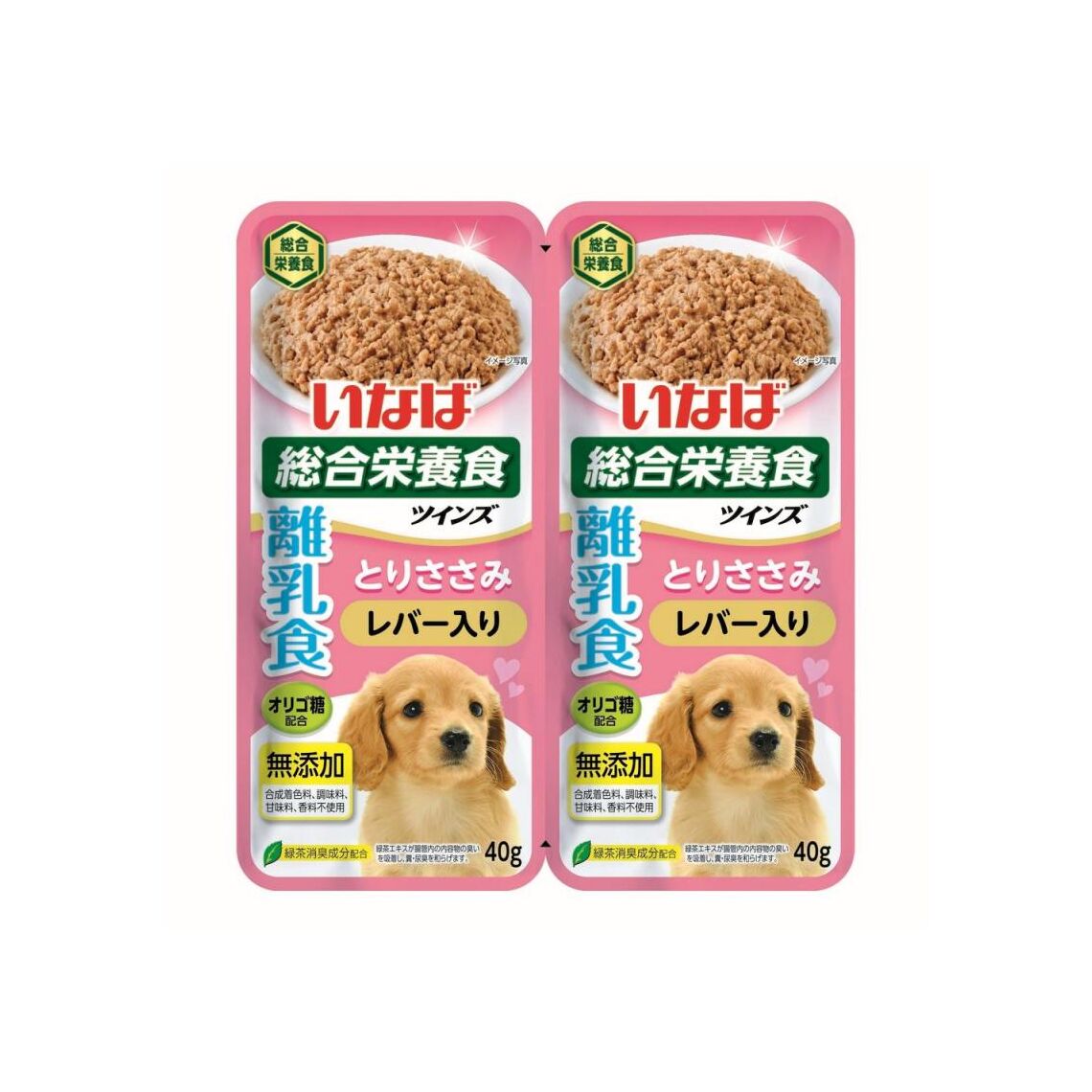 INABA TWINS пауч для щенков Куриное филе с печенью в желе, 40 г х 2 шт.