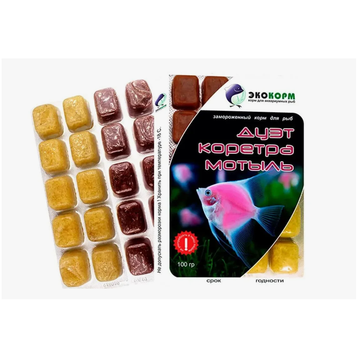 ЭКОКОРМ Дуэт (коретра+мотыль) замороженный блистер 100мл