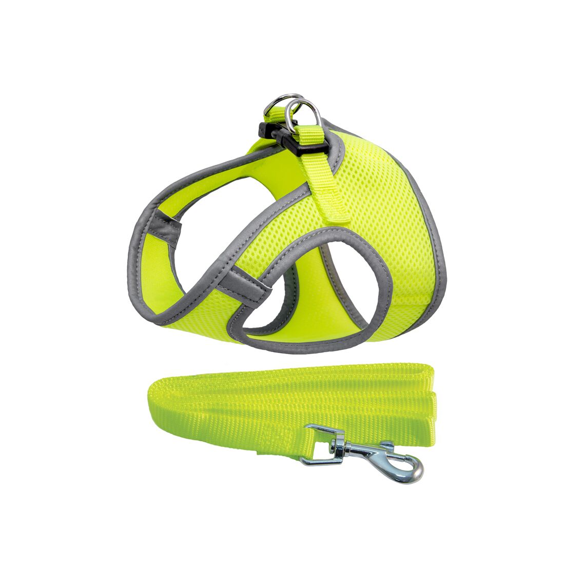 Triol Комплект шлейка-жилетка мягкая и поводок неоново-желтый S, о.г. 350мм, поводок 15*1200