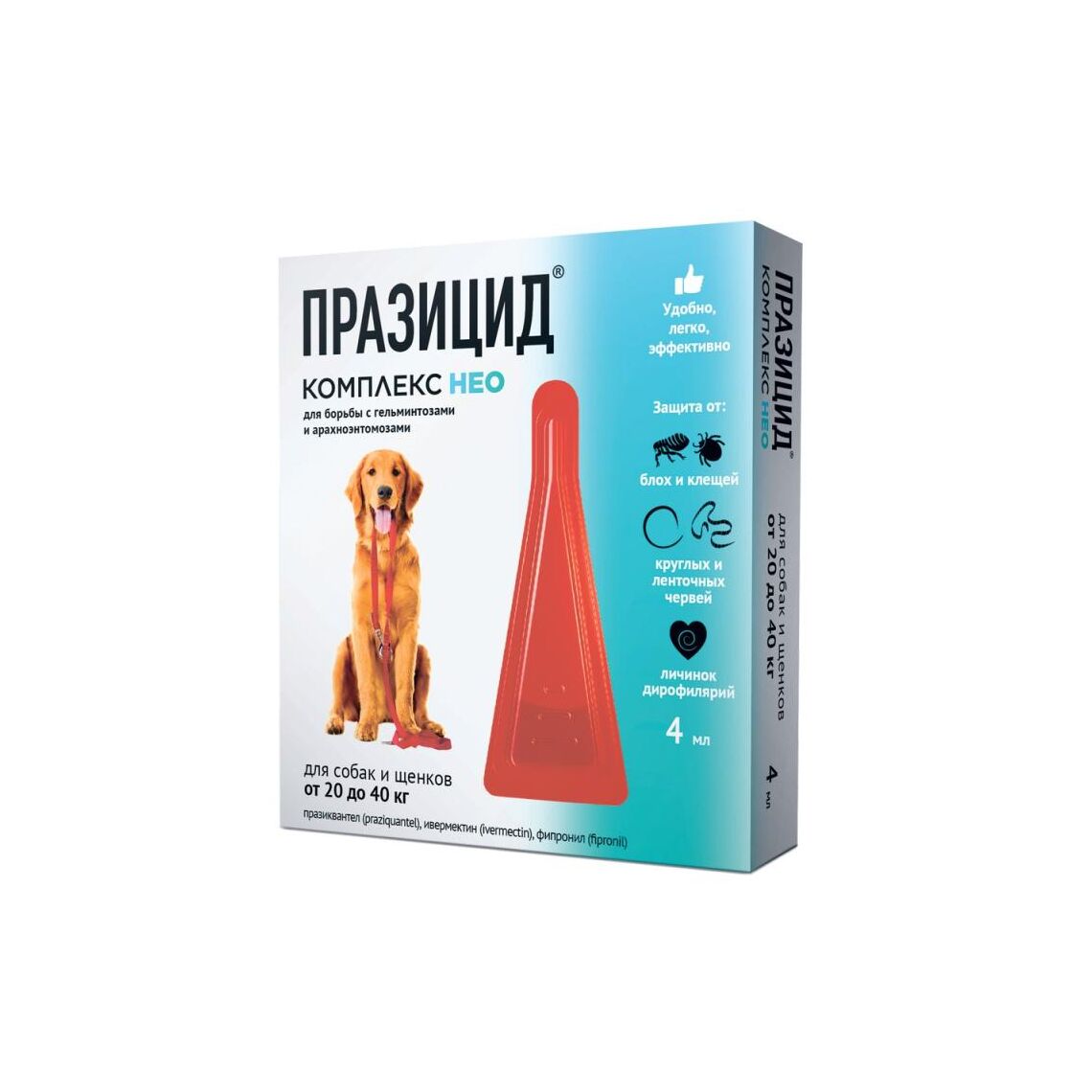 Празицид-комплекс НЕО для собак и щенков от 20 до 40 кг, капли на холку, 4 мл