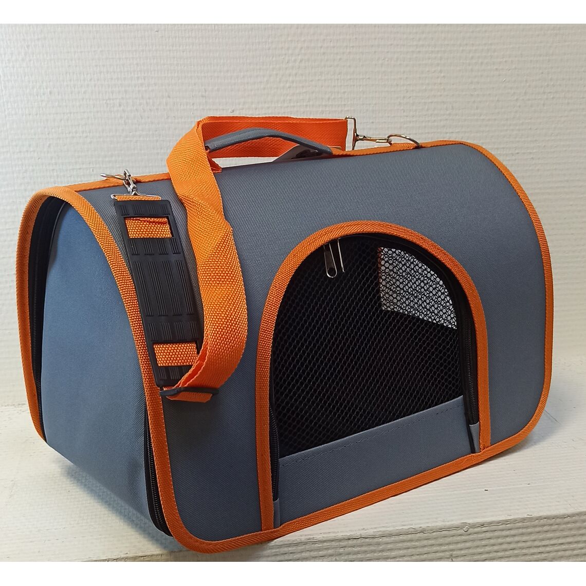 LOORI Сумка переноска два входа серо-рыжая 46*28*29 см 10810