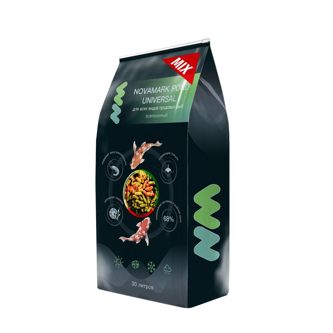 NOVAMARK POND UNIVERSAL MIX для всехвидов прудовых рыб всесезонный, 3,6кг 30л (мешок)