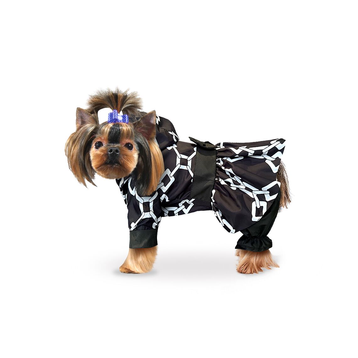 Дождевик "Кокетка" размер S (той терьер,чихуа-хуа) цепи, черный, ZooTREND